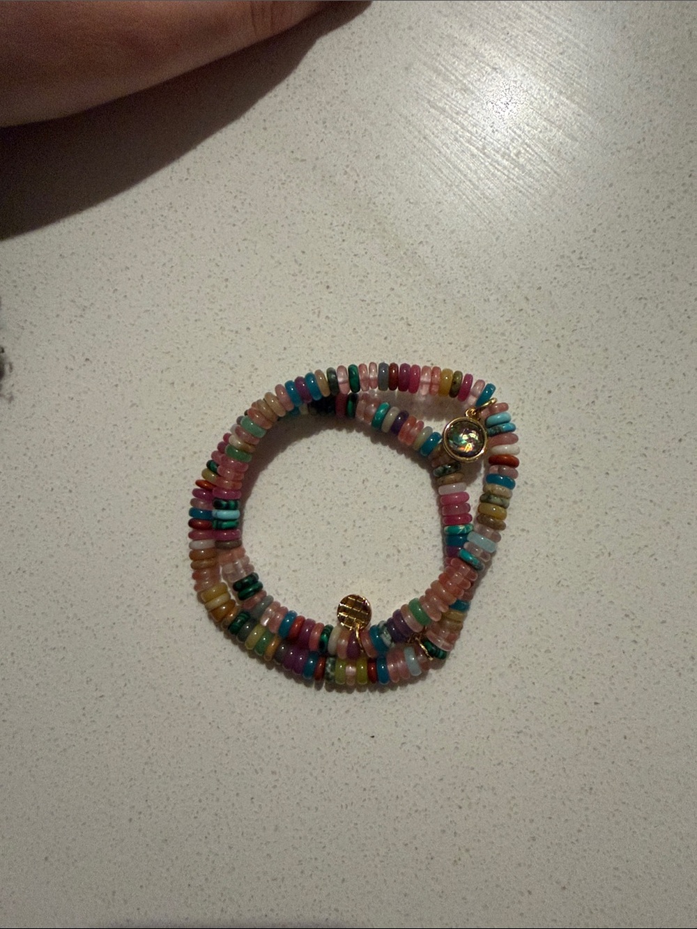 Talbots Multicolor Beaded Wrap Bracelet with Gold Accents